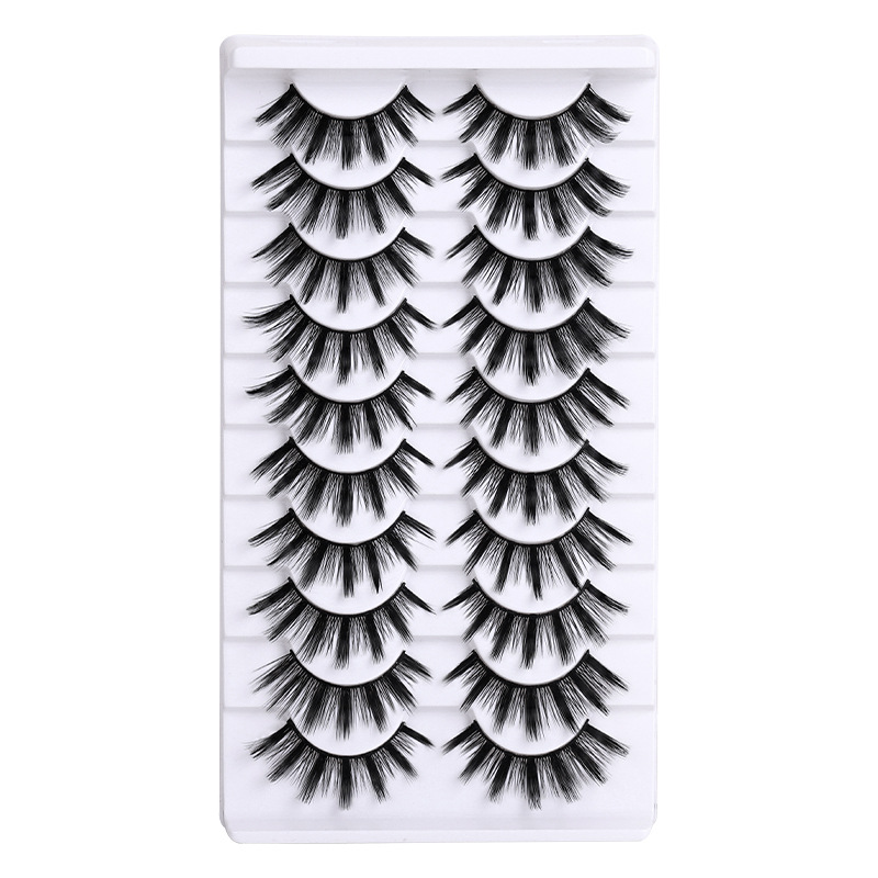 10 pares de pestañas postizas tridimensionales de tallo duro, estilo europeo y americano, pestañas en racimo completas y densas, pestañas postizas de una sola pieza para maquillaje de escenario para maquilladores.