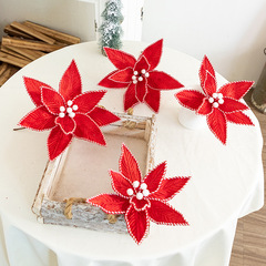 クロスボーダーのクリスマスの花の高級な絨毯の赤い白いキャンディーは偽の花のクリスマスツリーをシミュレーションして赤いdiyの装飾の花を装います。