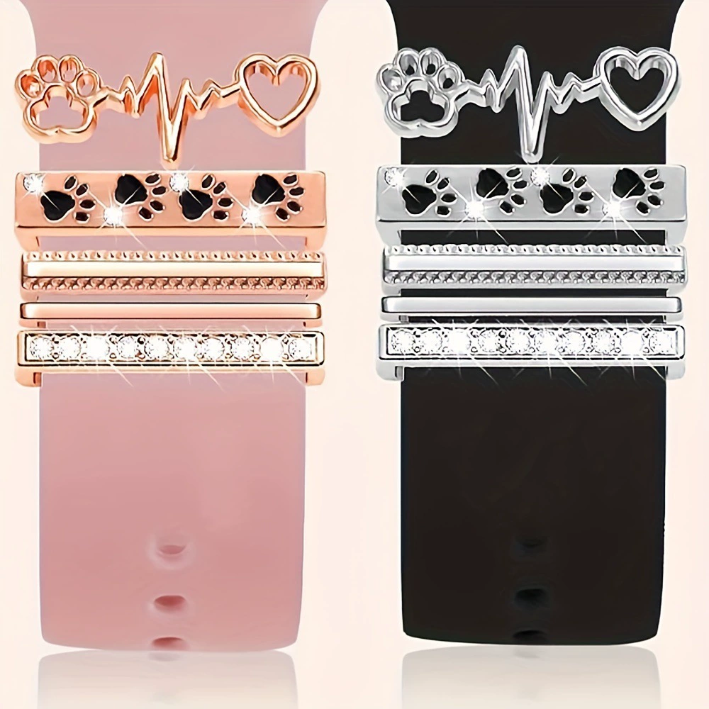 Креативный набор колец с розовым золотым сердечком в форме собачьей лапы, кольцо с сердечком в форме собачьей лапы