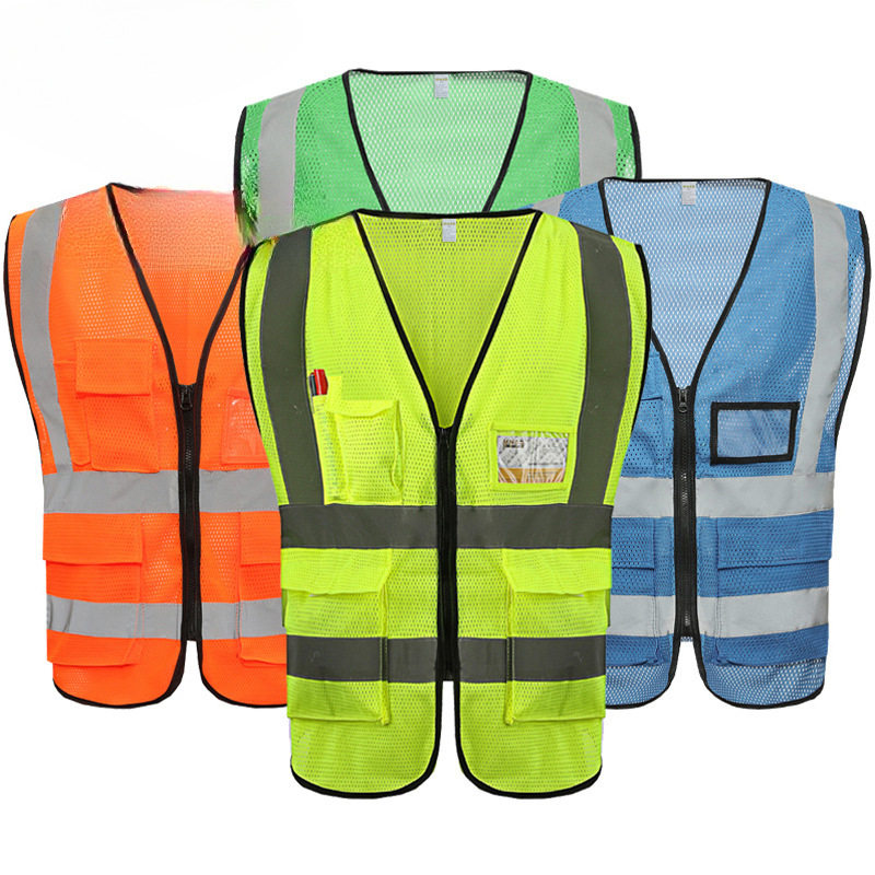 MNSD chaleco reflectante de malla suave ventilado de verano construcción / construcción de trabajadores chaleco de seguridad de noche