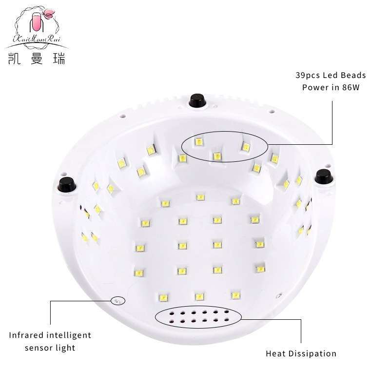 Lámpara de manicuras transfronteriza 86W de alta potencia pegamento de manicuras de manicuras lámpara de horneado de manicuras tienda de manicuras UVLED doble fuente de luz de manicuras de luz