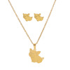 Fashionable universal golden necklace stainless steel, chain, set, earrings, suitable for import, 3 piece set