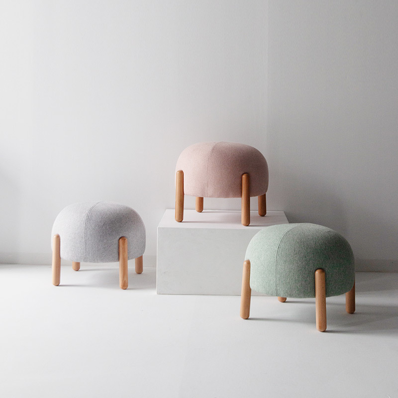 Fabric Small Stool,Simple Velvet Sofa,Low Stool,Home Creative,Changing Shoes And Wearing Shoes,Solid Wood Foot Round Stool,Nordic