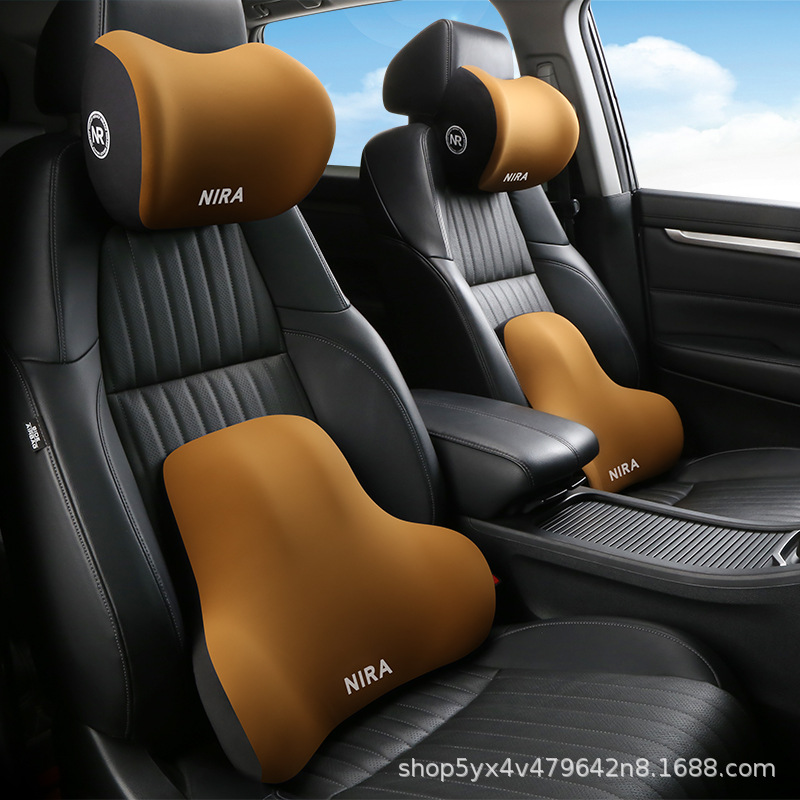Memory foam car headrest and lumbar support set, car seat cushion, waist protector, car backrest lumbar cushion, waist support pillow