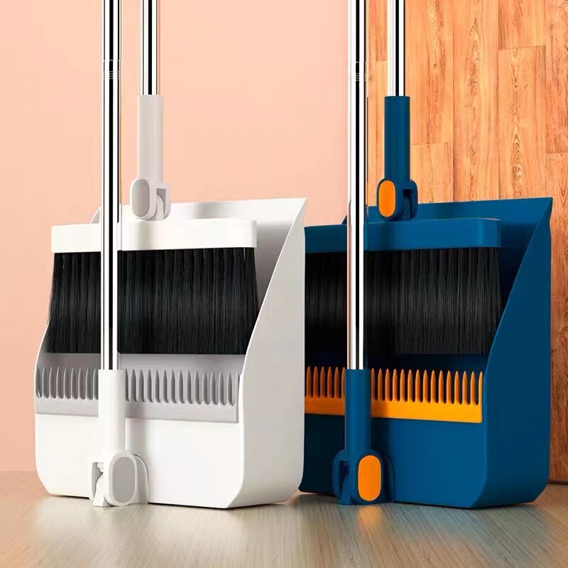 2023 Broom and Dustpan Set for Home Use, Broom for Sweeping, Dustpan with Magnetic Attachment, Foldable