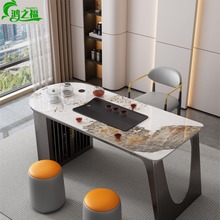 岩板茶桌椅组合现代轻奢茶台桌家用客厅办公阳台泡茶桌一体一整套
