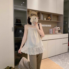 设计感小众蕾丝拼接无袖上衣女夏季新款别致宽松显瘦休闲吊带背心