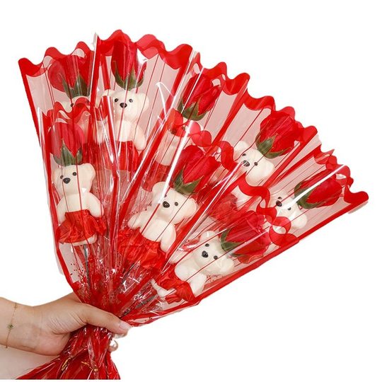 Valentine's Day to Send Teachers to School Season Gift Simulation Bear Soap Flower Rose Bouquet to Send Girlfriend to Push Gift