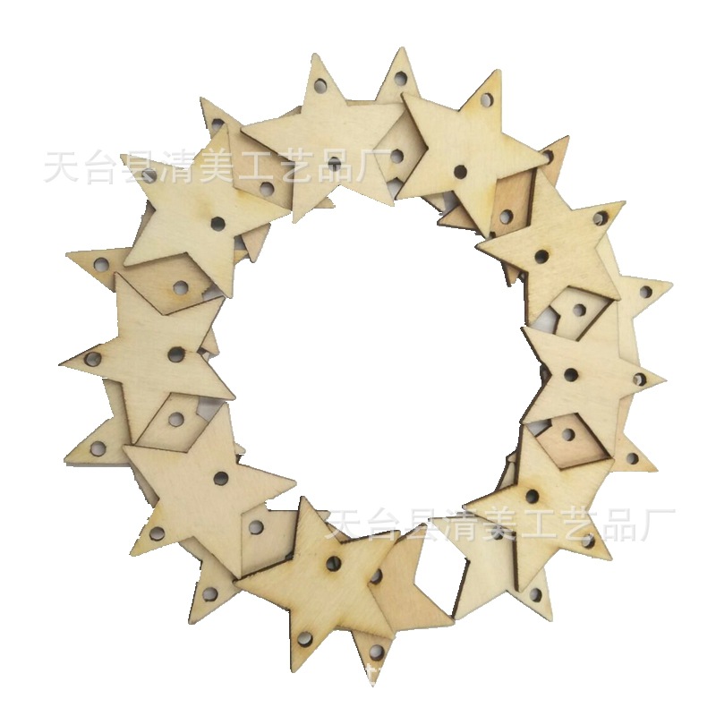 35mm doble agujero redondo de madera chip/Corazón de melocotón/Estrella de cinco puntas/en forma de corazón/amor madera chip mezclado Decoración Accesorios de madera