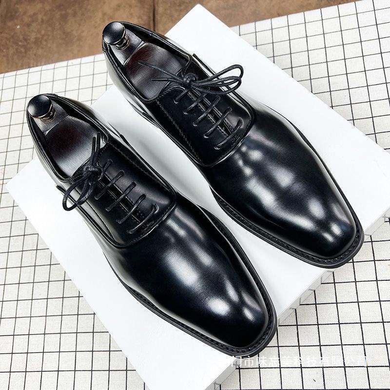 Square-Toe Men's Oxford Shoes, Trendy Casual Leather Shoes, Men's British and Korean Style Wedding Shoes, Youth Suit Business Derby Shoes Square-Toe Men's Oxford Shoes, Trendy Casual Leather Shoes, Men's British and Korean Style Wedding Shoes, Youth Suit Business Derby Shoes