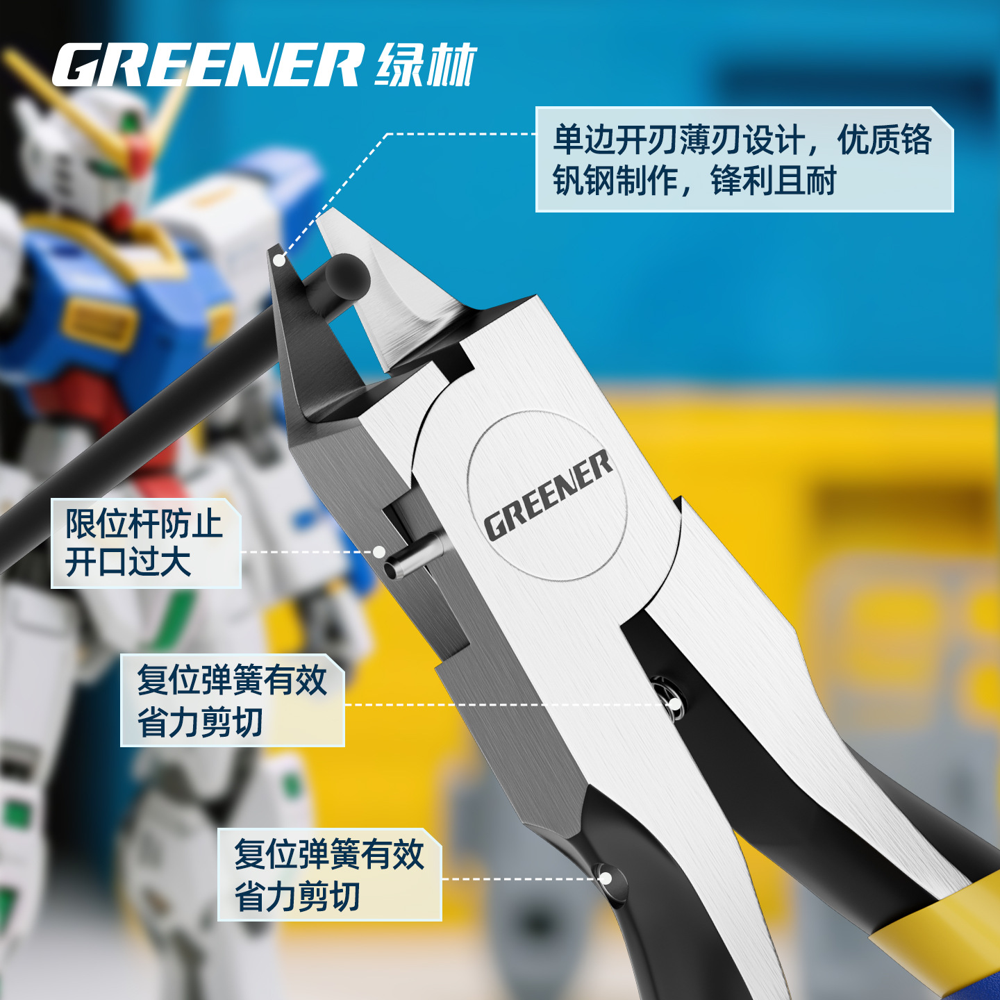 Lvlin Ganda modelo de tijeras, abrazaderas de boca de agua, abrazaderas de hoja delgada, herramientas de ensamblaje de modelo de proceso importado de Japón, abrazaderas