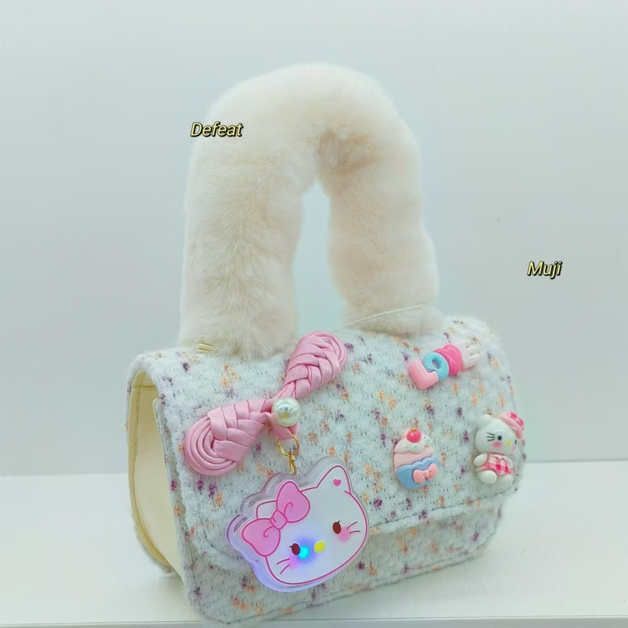 Bolso de peluche de estilo nacional, bolso de hombro para niños, bolso de cambio para niñas, bolso de moda, bolso cuadrado