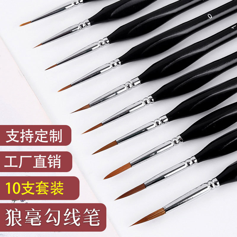 Amazon nuevo producto 10 unidades traje comadreja pelo triángulo gancho pluma aceite fábrica directa abedul pintura gouache