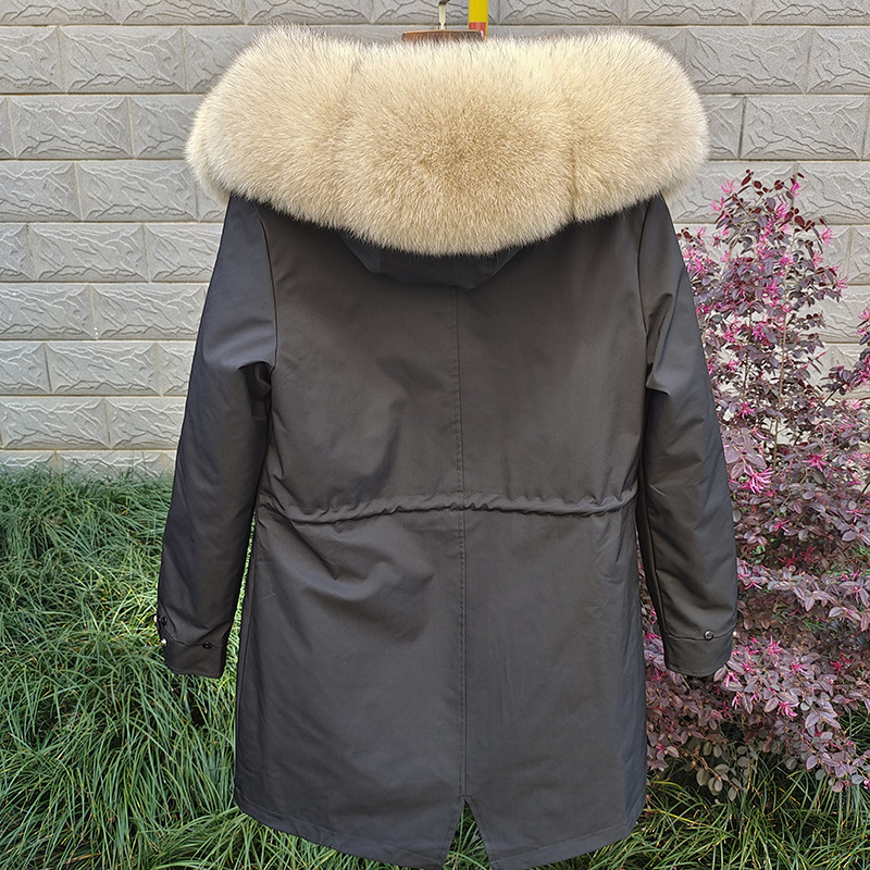 Sieviešu apģērbi Jauns ziemas Sieviešu Parka Vidēja Garuma Noņemams Laineris Lapsas kažokādas apkakles kažoks_voghion.com