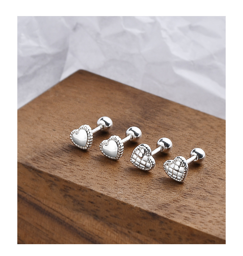 Ear Studs Classification 1 Pair Quantity 1 Pair 925 Sterling Silver Heart Shape Ear Studs
