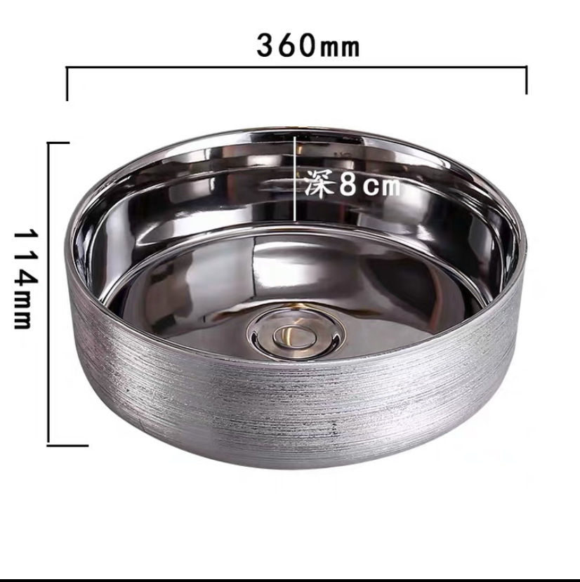 Galvanoplastia mesa de cerámica lavabo Hotel pequeño tamaño redondo transfronterizo lavabo cuenca única