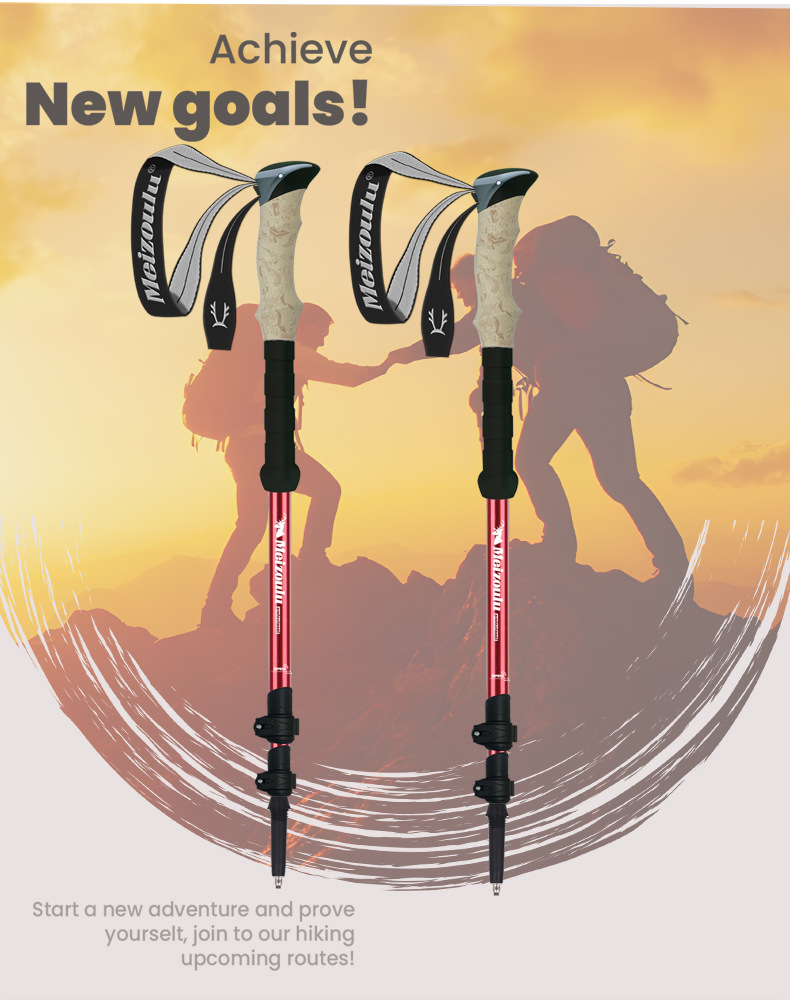 Neuer dreiteiliger Teleskop-Wanderstock aus Aluminiumlegierung für Outdoor-Aktivitäten wie Trekking, Klettern und Skifahren_voghion.com