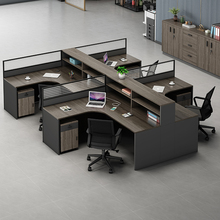 JX63职员办公桌椅组合简约现代2/4/6人位屏风卡座办公室桌子L型财