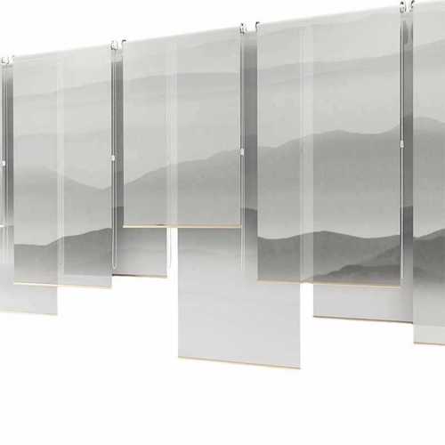 Modern Chinese style roller shutter entrance hanging screen soft partition floor curtain hotel restaurant soft semi-transparent hanging curtain