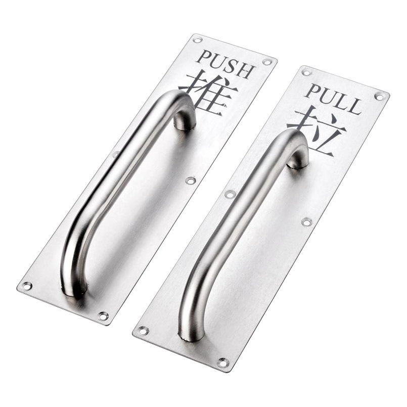 Engrosada manija de la puerta de acero inoxidable puerta de madera manija de montaje abierto Push-Pull signo fuego manija de la puerta de escape