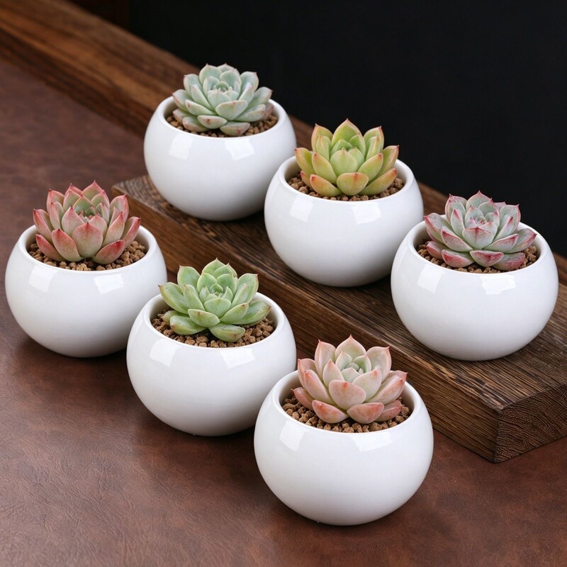 Ceramic Hydroponic Succulent Small Flower Pot Without Holes, Green Plant Container for Pennywort and Pothos, Fresh Desktop Flower Vessel Clearance Sale