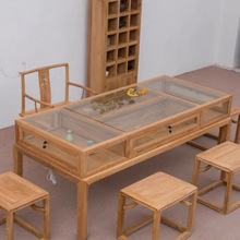 榆木展示柜新中式珠宝柜台首饰文玩玻璃展台桌玉器货柜商场中岛柜