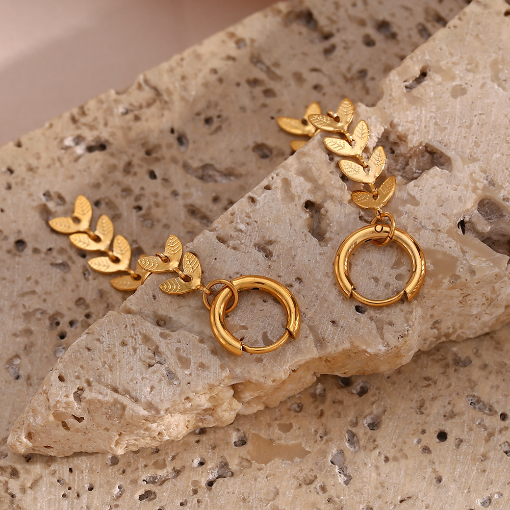 Earrings Classification 18K Gold Plating Color PVD Coated Real Gold Plated 18K Gold Fish Tail 304 Stainless Steel Fashion Waterproof Non Tarnish Earrings