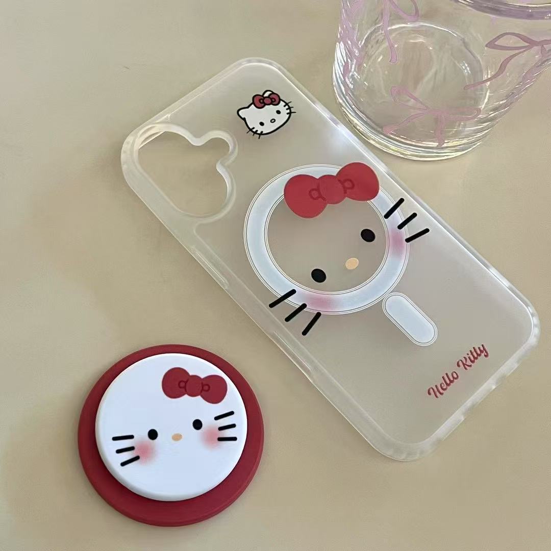 Chica ins emoji kt rojo esmerilado para iphone15 soporte magnético 16ProMax Apple 14/13 nuevo