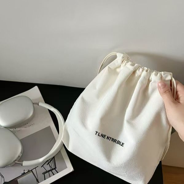 Solid Color Inner Lining Fabric Bag Drawstring Pouch Storage Bag Women's Canvas Bag Drawstring Makeup Bag Canvas Inner Lining