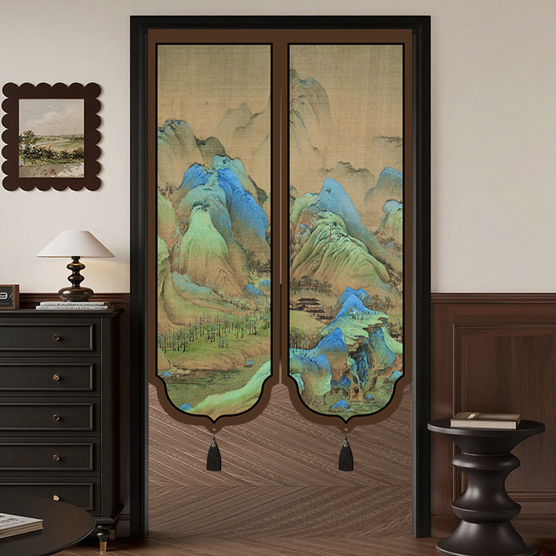 New Chinese-Style Bedroom Door Curtain, No-Drill Kitchen Partition Curtain, Privacy Curtain for Bathroom, Toilet Curtain