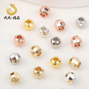 14K gold-wrapped solid laser beads cut spacer beads bracelet necklace loose beads diy jewelry accessories material