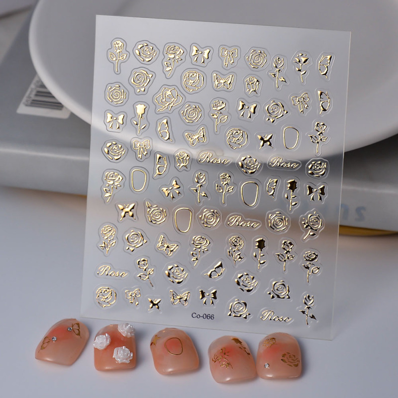 Coco notesクロスボーダー新品ネイルシールins箔押し5d立体海洋クラゲ背ゴム爪シール|undefined