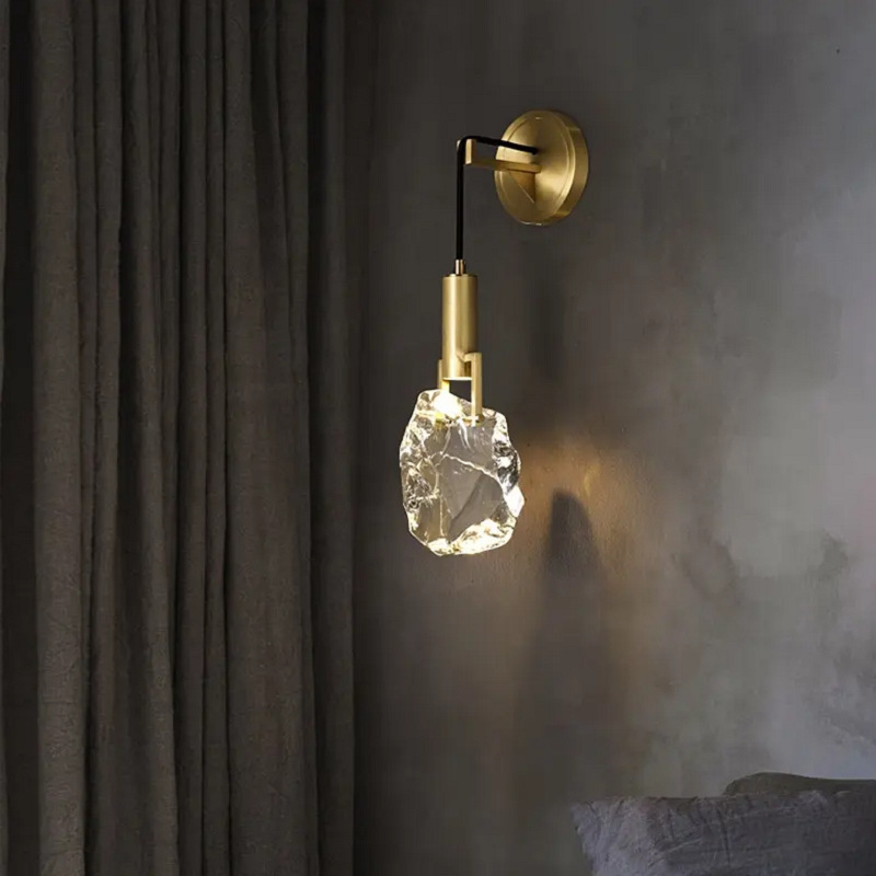 Casa modelo original nórdica lámpara de cabecera del dormitorio diseñador de piedra modelo diseño de lámpara de pared ligera decoración creativa completa