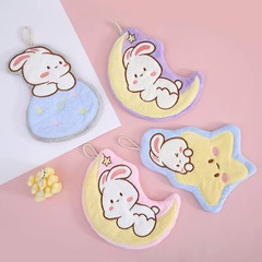 家庭用吊り下げ式の手拭き子供用の手拭きの卸売り吸水の小さい手拭きのかわいい漫画の雑巾の星月のウサギは手拭きをします。