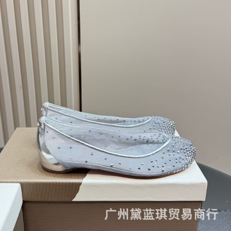 ピッグトゥシューズ 2025春秋新作 小柄な人向け インナー高さメッシュ ホットダイヤモンド 牛漆革 フラットシューズ|undefined