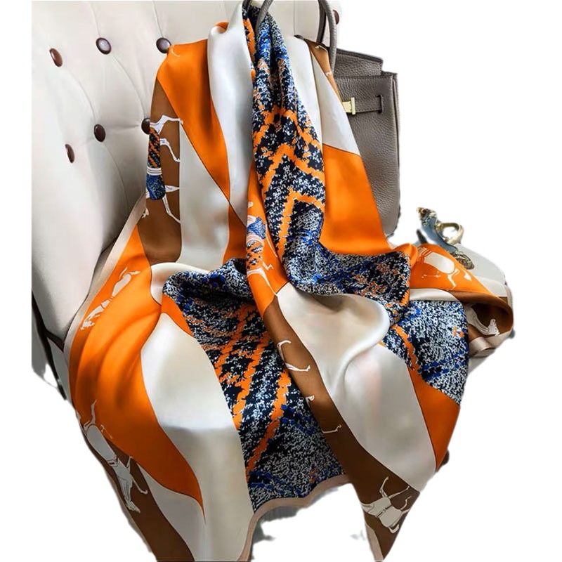 2024 Neuer Seidenschal für Damen, hochwertige Seide, Frühling und Herbst, Sommer, vielseitiger Schal, dünner Sonnenschutzschal zum Schutz des Nackens, Schal im westlichen Stil_voghion.com