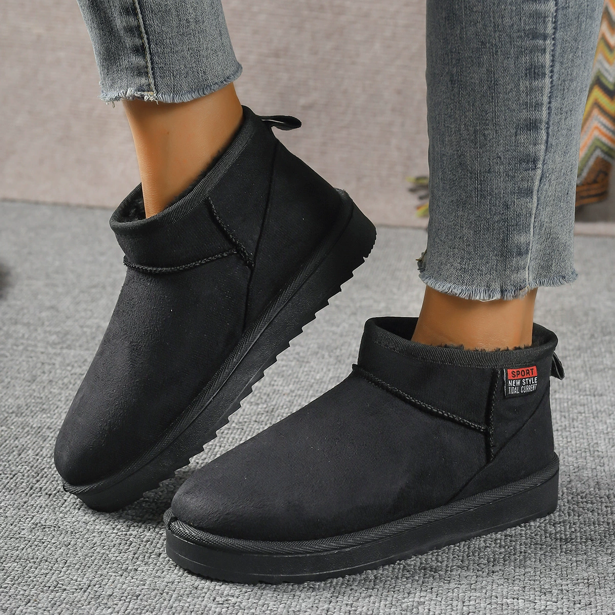 Winter Warm Ankle Boots with Plush Shearling Lining, Platform Sole, Internet Celebrity Style