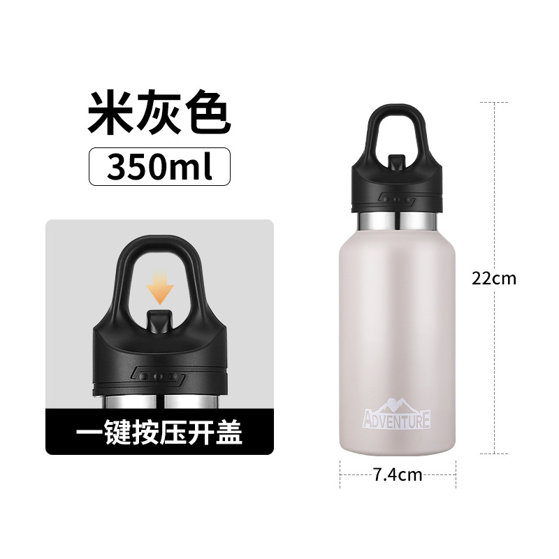 Taza termo rebotando con una mano, apertura con un botón, cubierta, deportes al aire libre de gran capacidad, bicicleta, montañismo, botella de agua portátil al por mayor