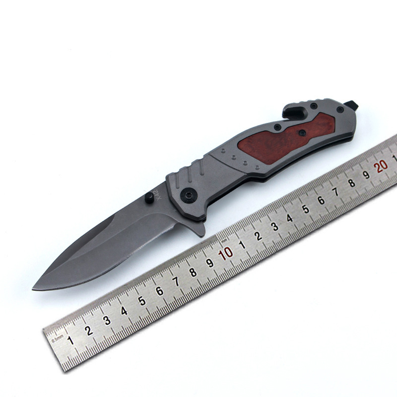 户外折叠折刀 x42不锈钢小刀 随身刀野营求生小刀木柄锋利折刀