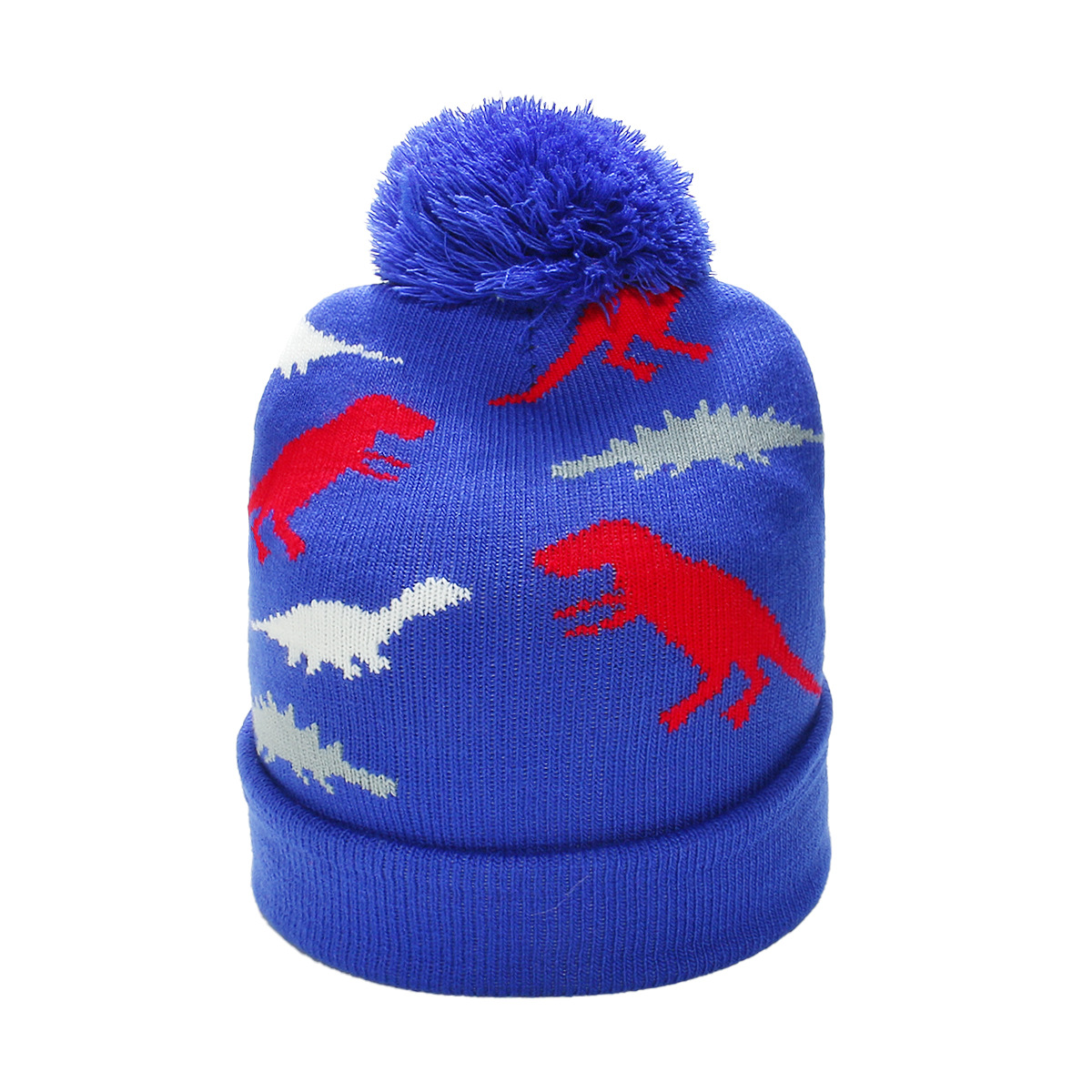 105g Weight Hat Classification Polyacrylonitrile Fiber Fabric Type Wool Cap Hats Type 1 Piece Quantity Outdoor, Daily Occasion Dinosaur Pattern Autumn&Winter Season Children Unisex Gender Pom Poms, Jacquard Design Cartoon Style, Cute Style Children Unisex Cartoon Style Cute Dinosaur Pom Poms Jacquard Wool Cap 10