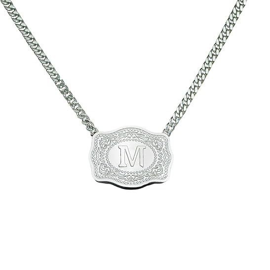 Amazon Explosions 26 English Letter Belt Buckle Necklace Embossed Copper Necklace Belt Buckle Necklace in stock