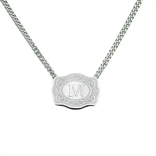 Amazon Explosions 26 English Letter Belt Buckle Necklace Embossed Copper Necklace Belt Buckle Necklace in stock