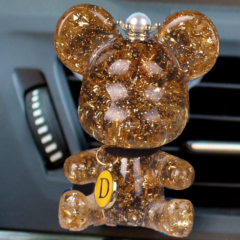 Adornos de perfume de coche, decoración de coche, colgante de aire acondicionado, salida de aire, corona, oso, aromaterapia de coche, fragancia ligera duradera