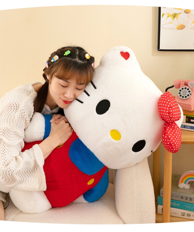 Hello Kitty plush toy KT cat with bow, large sleeping pillow doll