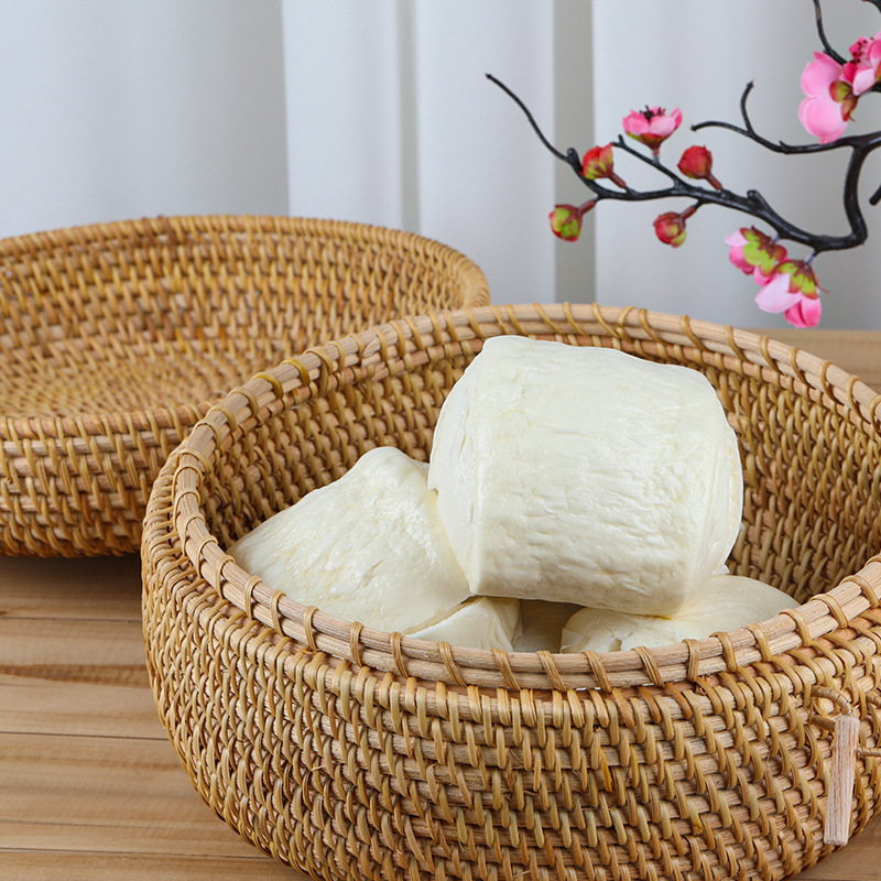 Caixa de almacenamiento de manzanas de grado alimenticio, cesto de pan al vapor tejido de caña doméstica, cesto de almacenamiento de cubierta vietnamita, retro