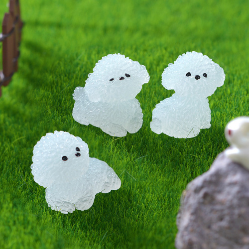 Glow-in-the-dark cute dog micro landscape pot plant scenery small decorative accessory for car console light-up dog decoration accessory