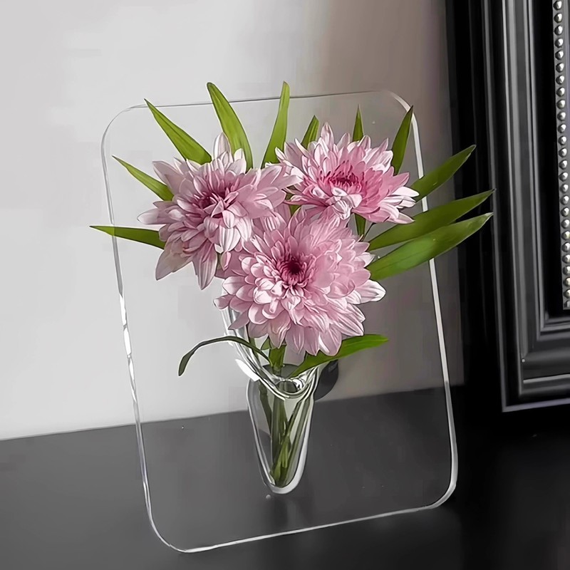 デスクトップフォトフレーム花瓶アクリル透明水耕フラワーアレンジメント水育て緑植物装飾品リビングルームデスクトップ玄関ライト高級感|undefined