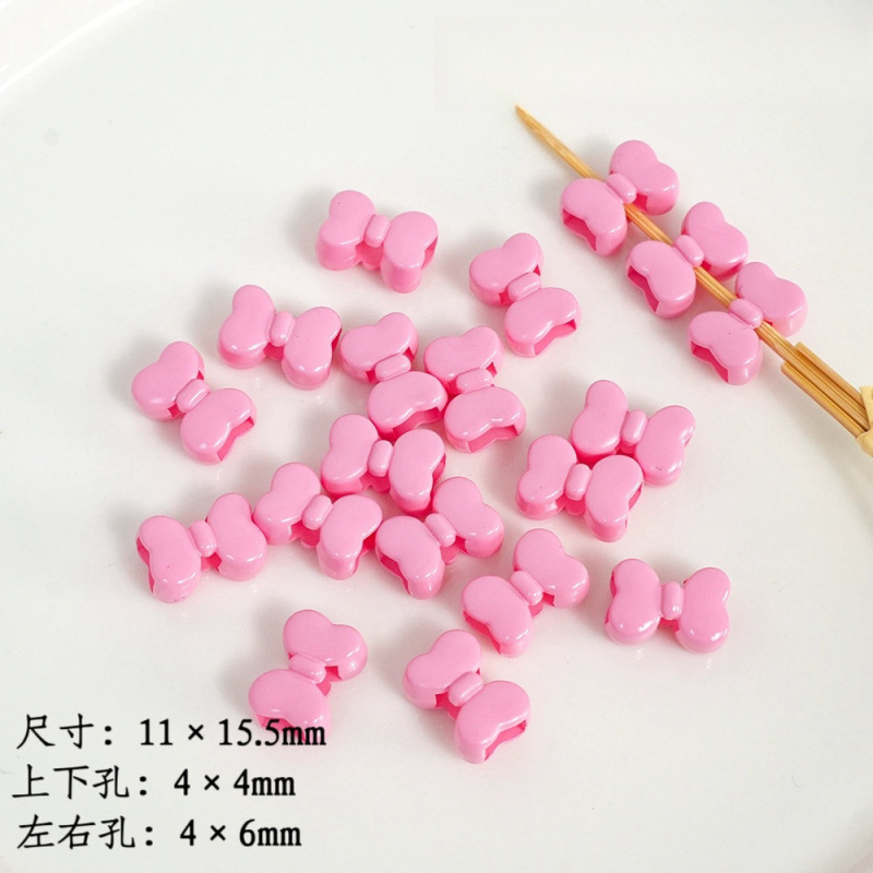 高荷クリーム色焼き漆ちょう結び四通ピアスビーズdiy携帯電話チェーンキーホルダー材料アクセサリー部品|undefined