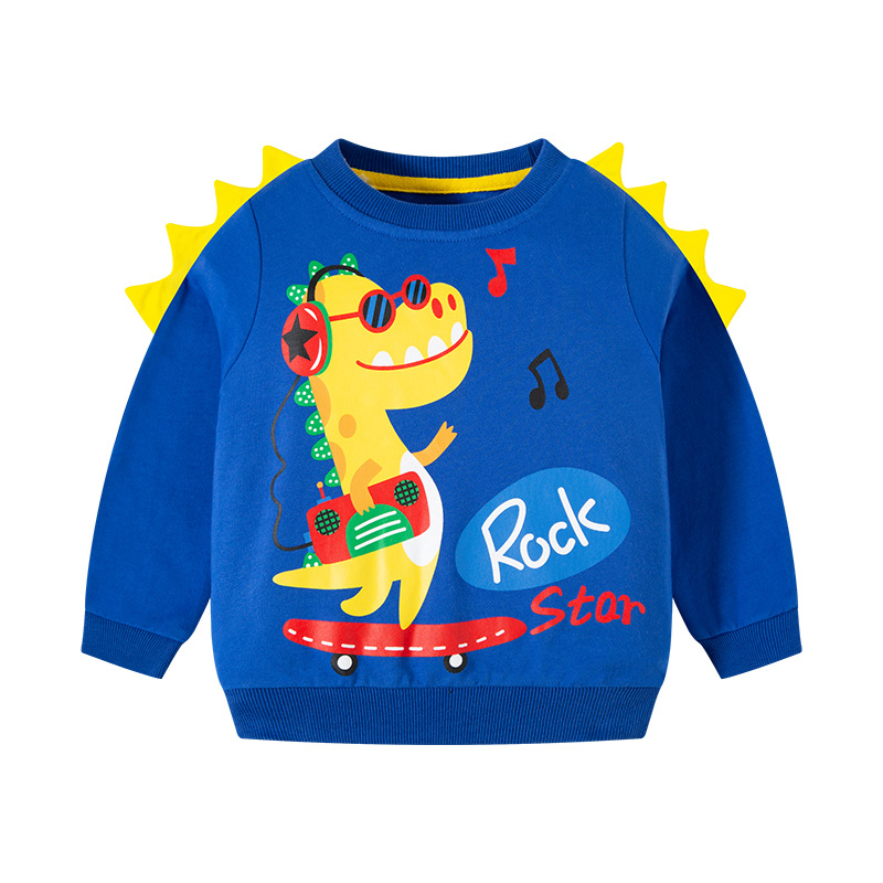 Nueva ropa infantil 2026 para primavera, otoño e invierno, sudadera con diseño de dinosaurio en 3D para niños, jersey de punto con cuello redondo para bebés.