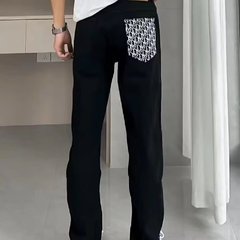 潮牌高端长裤印花牛仔裤2025春夏弹力修身小直筒百搭男士休闲小脚
